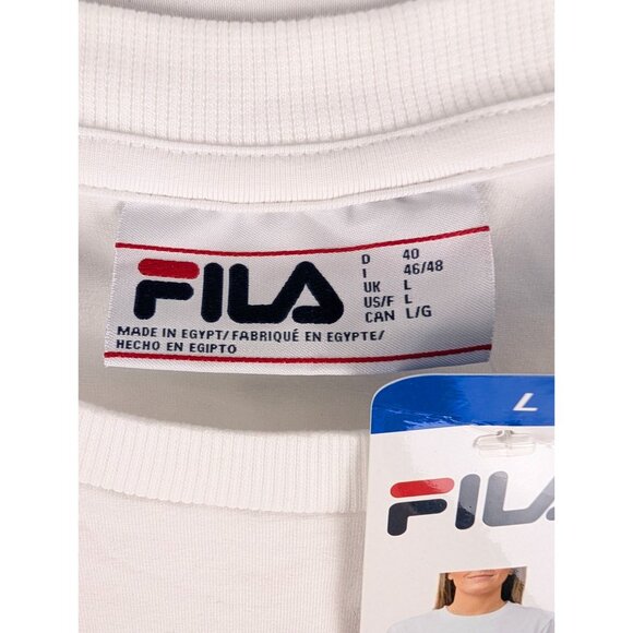 Fila Shirt Womens Size Large White Logo Spell Out T-Shirt - Picture 2 of 8